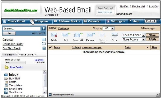 Web Mail provided by Email Address Store .com